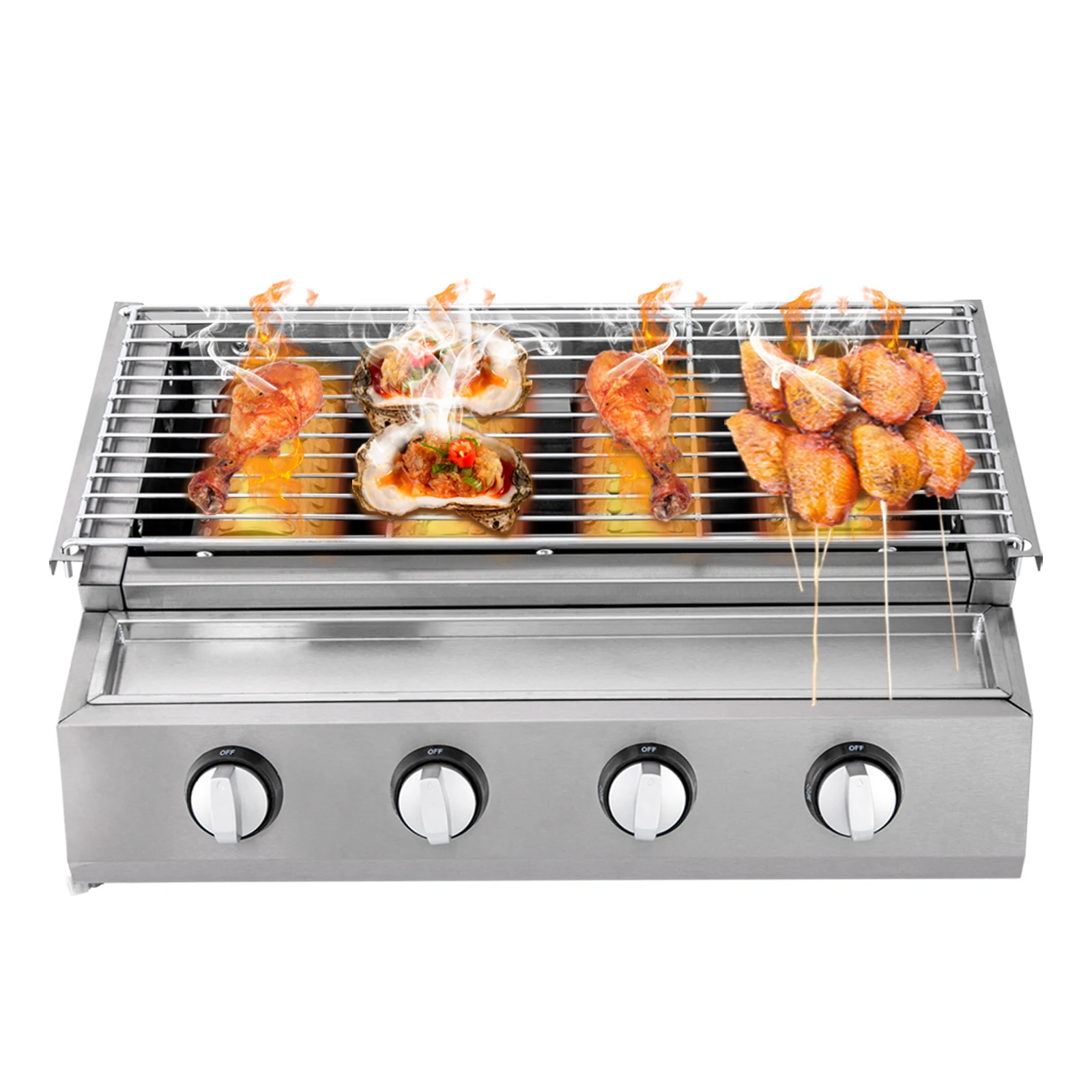 Height Adjustable Stainless Steel Smokeless Grill with 4 Individual Burners - Image 8