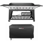 Event 8-Burner BBQ Propane Gas Grill with Cover, Picnic for Camping Outdoor